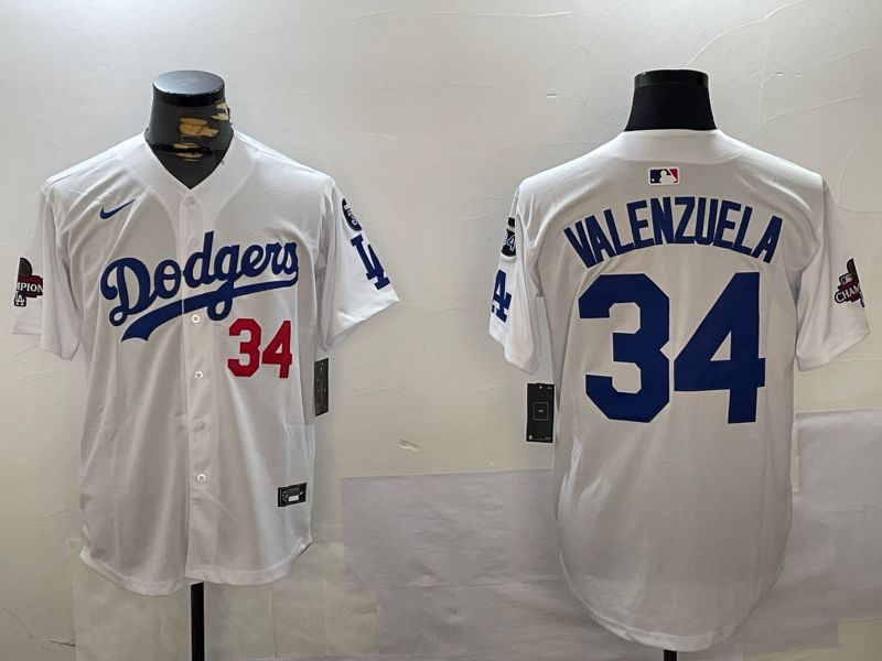 Men Los Angeles Dodgers #34 Valenzuela White Game 2024 Nike MLB Jersey style 1202